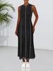Robe longue d'été décontractée pour femme, à blocs de couleurs, en maille côtelée, sans manches