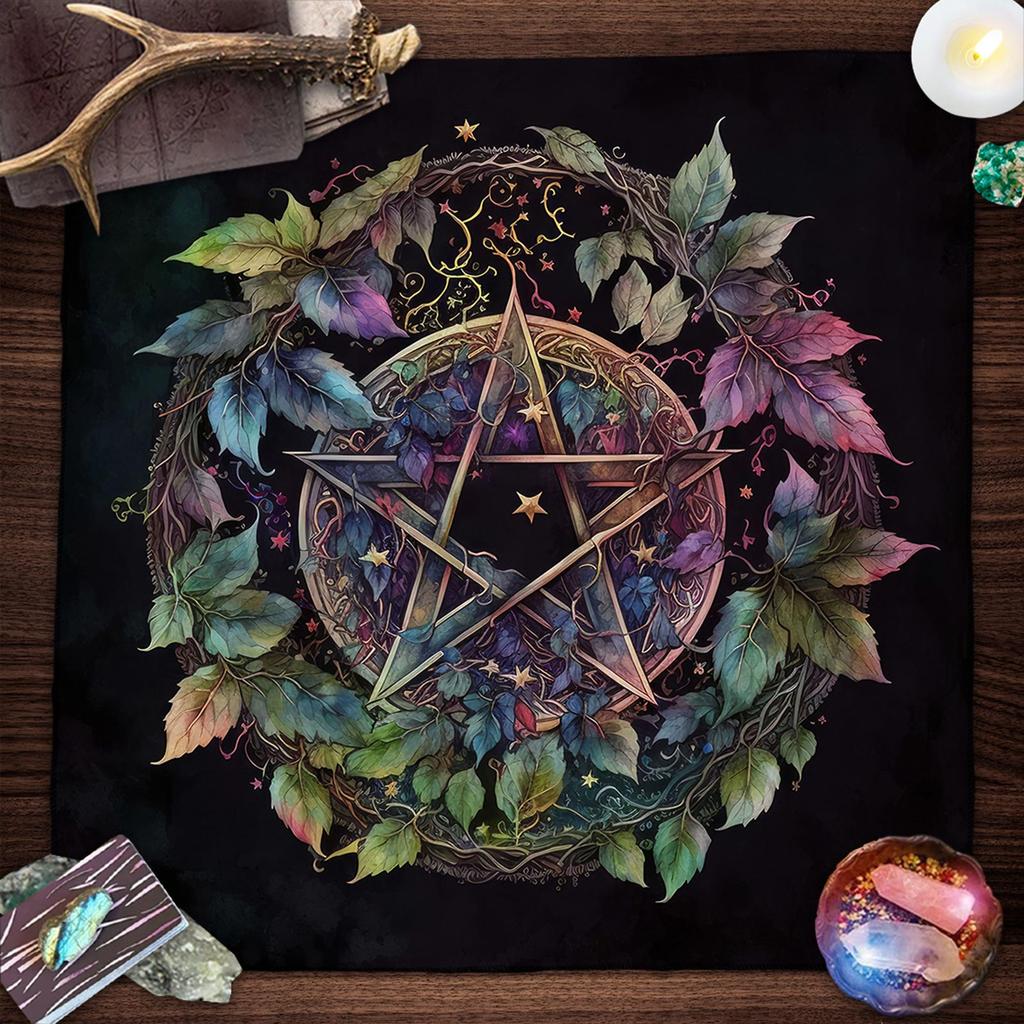 Tarots Card Tablecloth Altars Cloth Pentagrams Astrologys Tablecloth Divinations Card Mat Tapestry Wall Decors