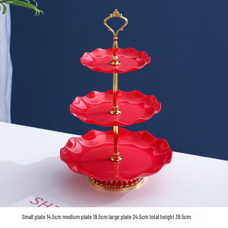 Luxusní vícepatrový stojan na ovoce a občerstvení: Třípatrový držák na dezerty a cukroví do obývacího pokoje