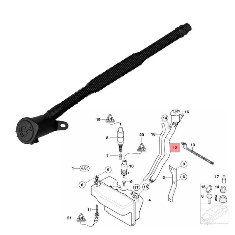 New Windshield Wiper Washer Filler Pipe Neck Hose Tube 61667009125 For BMW 7 Series E65 E66 E67 745I 750Li 760Li