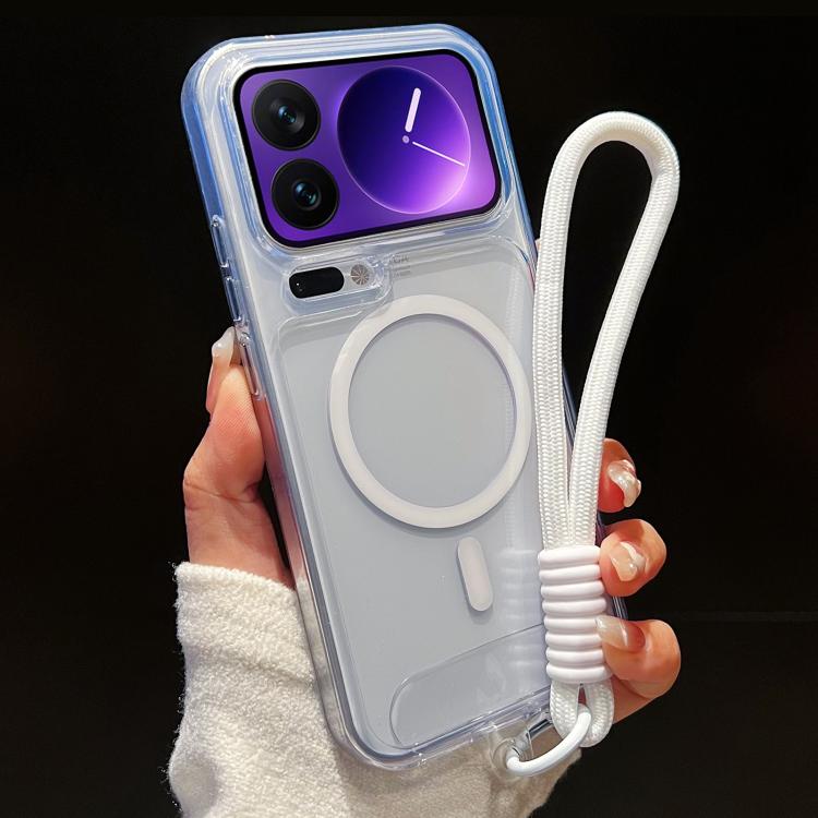 Precise Hole Shockproof Magnetic TPU Hybrid Transparent Acrylic Phone Case With Lanyard For Xiaomi 17 Pro Max