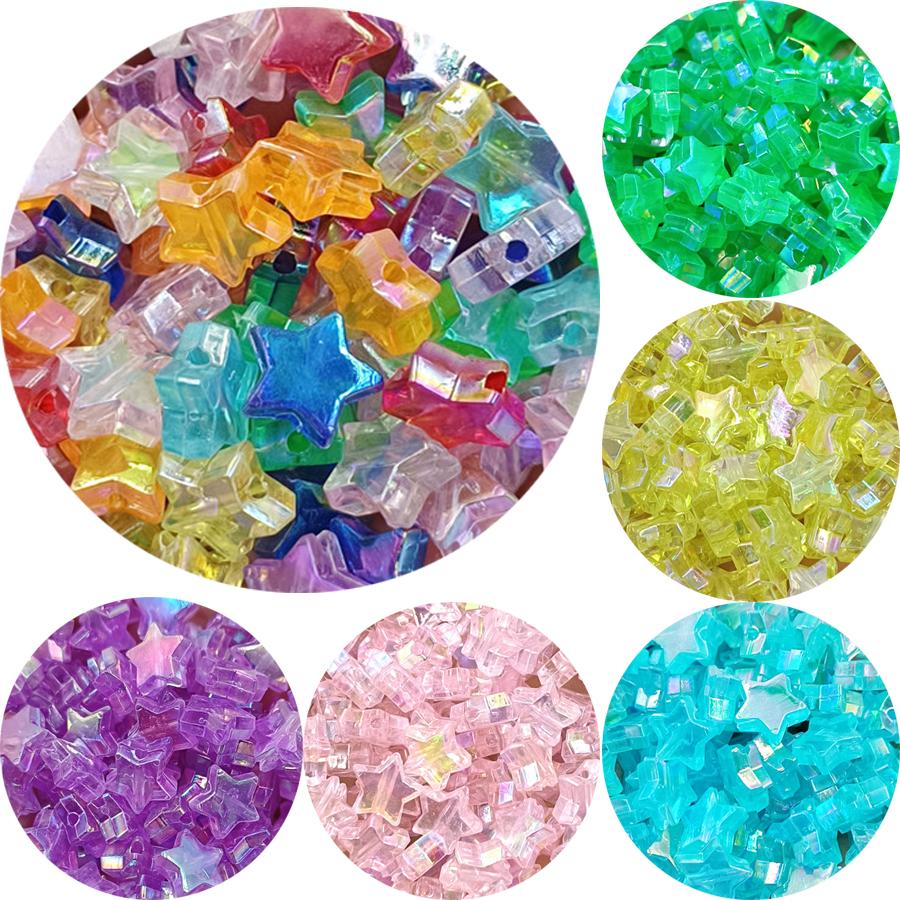 Artículos para fiestas en casa, moda, hechos a mano para hacer joyas, cuentas espaciadoras sueltas de color AB de pentagrama multicolor de alta calidad, cuentas de estrella elaboradas, 40 piezas nuevas