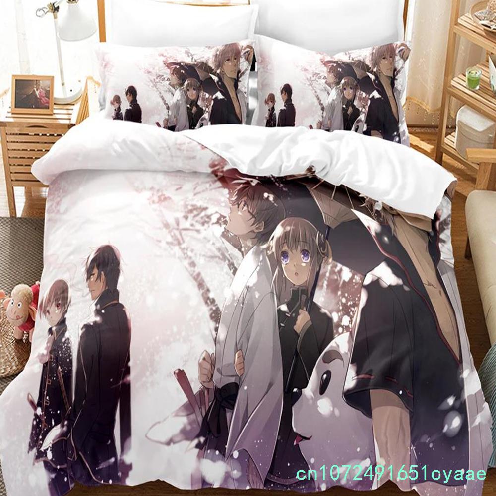 3D-gedrucktes Gintama Bettwäsche-Set Anime Gintoki Sakata Bettdeckenbezug Doppel Twin Full Queen King Erwachsene Kinder Bettwäsche Steppdeckenbezug