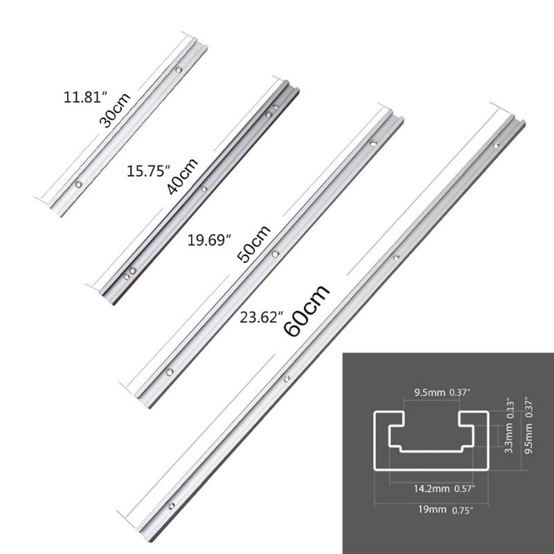30/40/50/60cm T-track T-slot Miter Track Jig Fixture Slot T-Slot Miter 19x9.5mm For Table Saw Router Table Woodworking