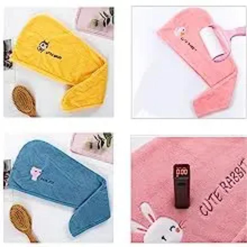 Hair Drying Towel Microfiber Hair Towel Wrap with Buttons Super Absorbent Twist Turban Shower Gift for Kids and Women