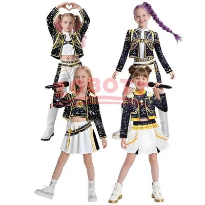 Dzieci Dziewczynki Film Kpop Mira Strój Cosplay Nadruk Łowcy Demonów Zoey Rumi Cosplay Karnawał Pokaz Ubrania Dzieci Dziewczynka Huntrix Zestaw
