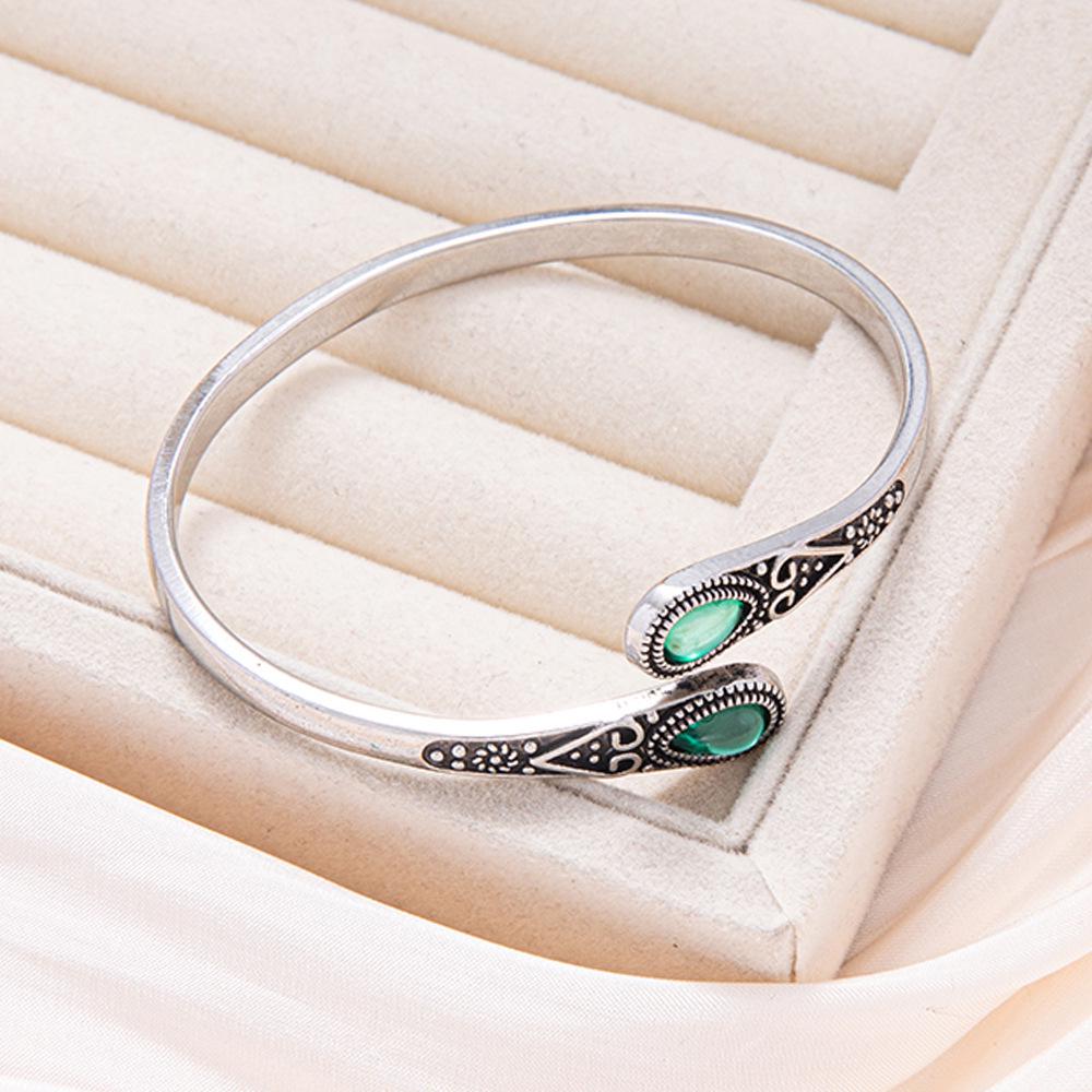 Jian Ai Retro Adjustable Faux Green Agate Couple Bracelet