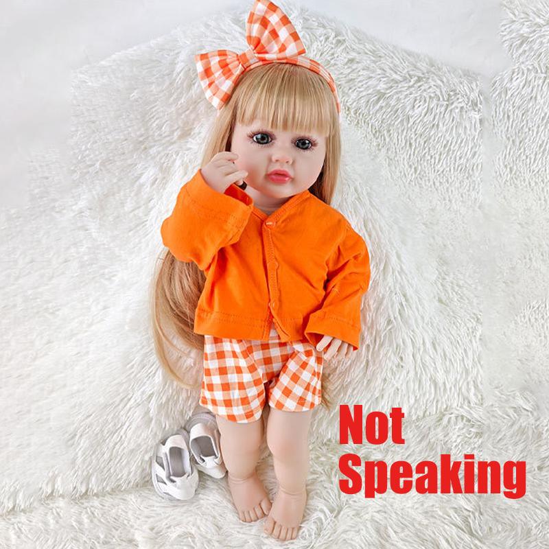 

Симуляция Кукла Младенец Кукла Оранжевая Одежда Светлые Волосы Девочка Игрушка Подарок Кукла Реборн 55cm мандариновый