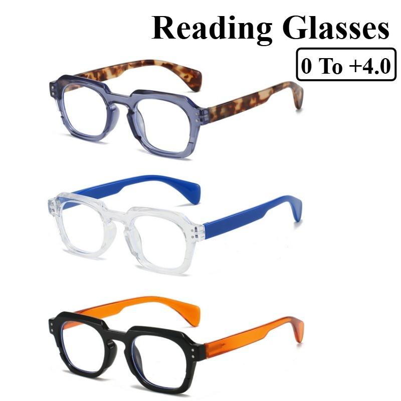 Neutral Retro Square Reading Glasses Anti Blue Light Full Frame Clear Presbyopia Glasses 0 To +4 0 Fashion Eyewear