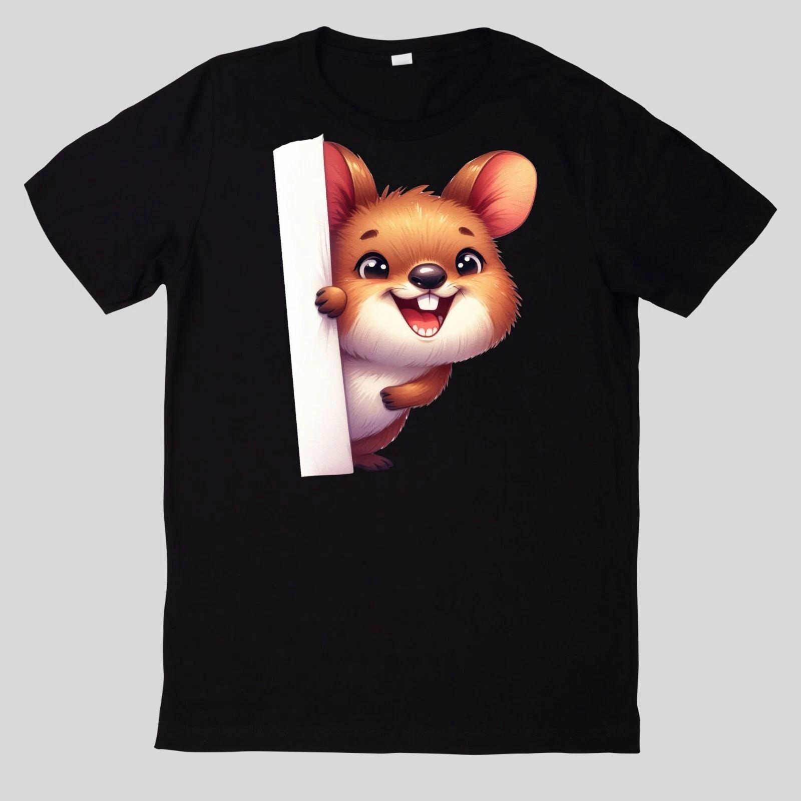 T-Shirt Lustige Tiere, die um die Ecke spähen Lustig Cartoon M