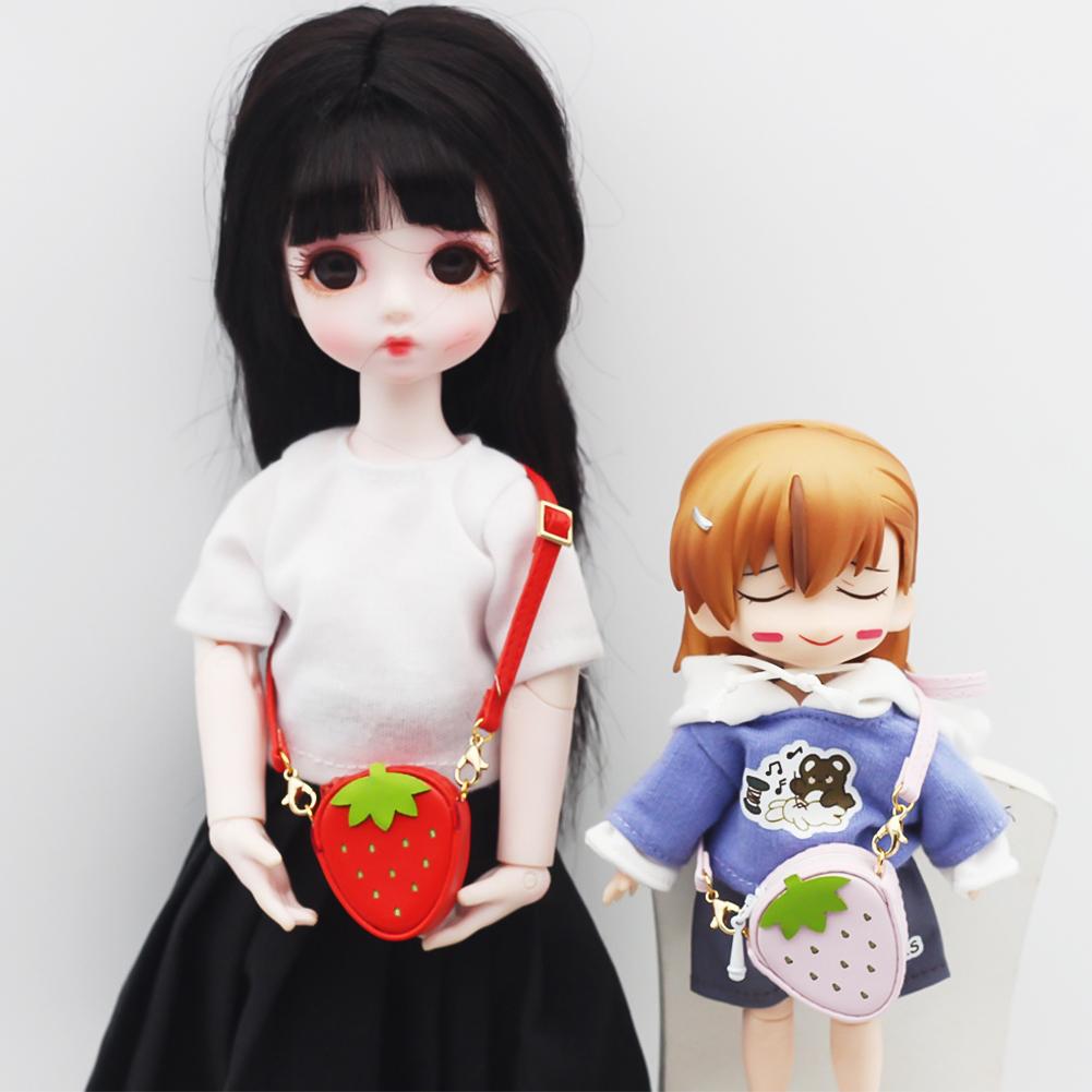 Doll Bag for Labubu Macaron Blythes and 17cm Plush Doll & 1/6 BJD PU Crossbody Bag