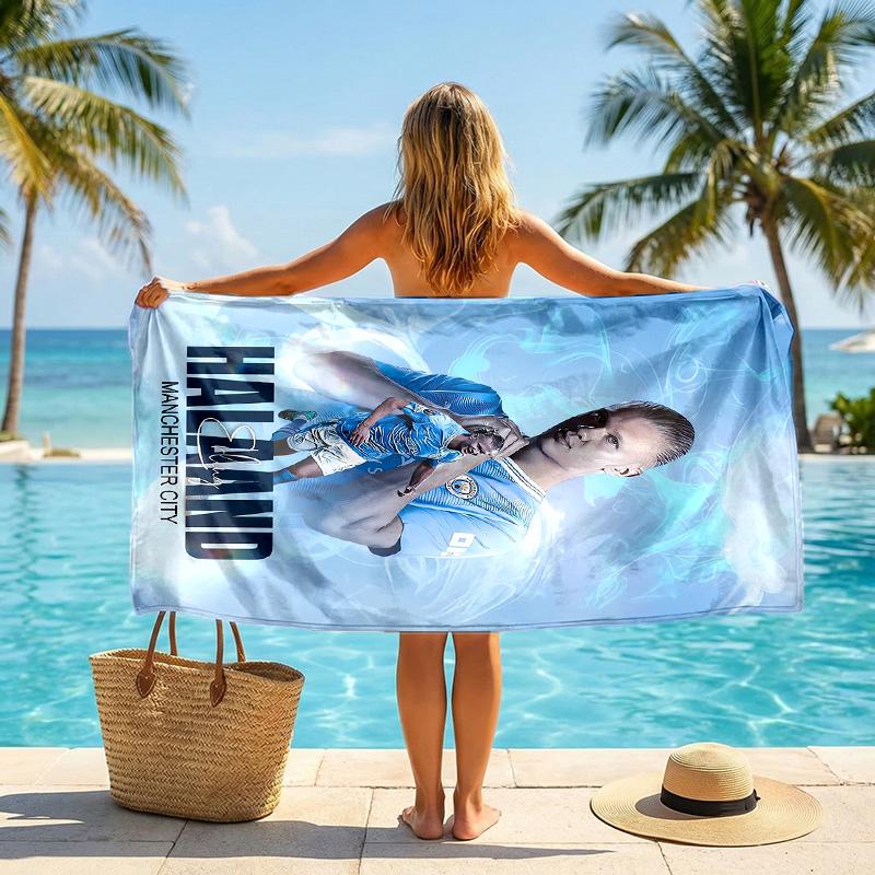Erling Haaland Strandtuch Weiches Mikrofaser Sommerhandtuch Schnelltrocknendes Saugfähiges Handtuch für Strand Schwimmbad Reisen