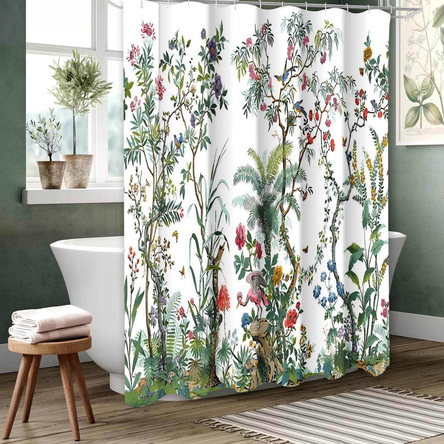 

Растение Цветочный узор Занавеска для ванной Занавеска для душа в ванной Водонепроницаемая с 12 крючками Домашний декор Бесплатная доставка 180x180cm curtain синий