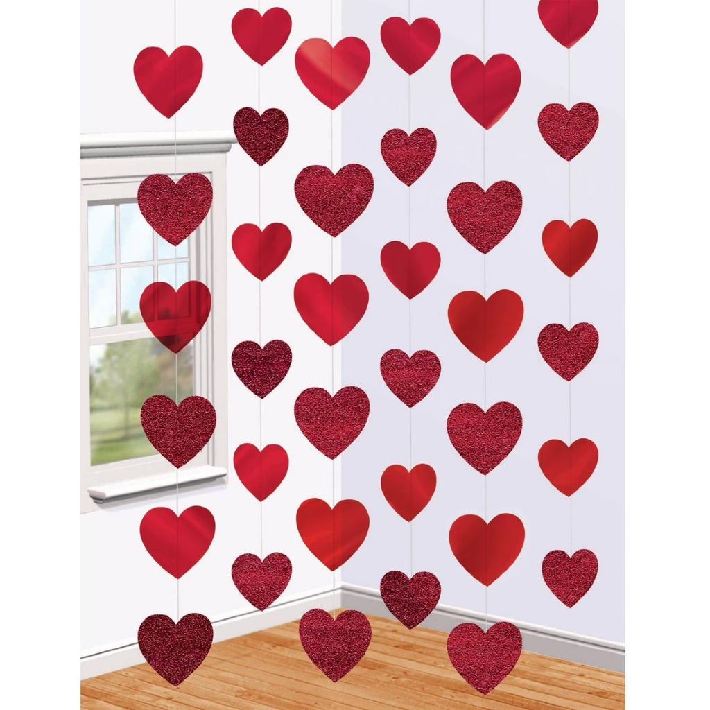 6 X 7ft Cuori Rossi String Decorazioni San Valentino Fidanzamento Matrimonio Festa