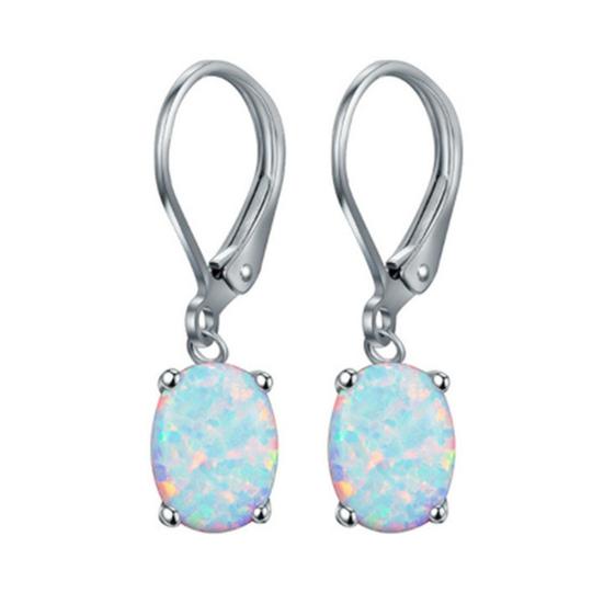 1 Pair Women Leverback Earrings Oval Shape Rhinestone Claps Earrrings Polished Alloy Drop Earrings for Prom Dating Cocktail Parties