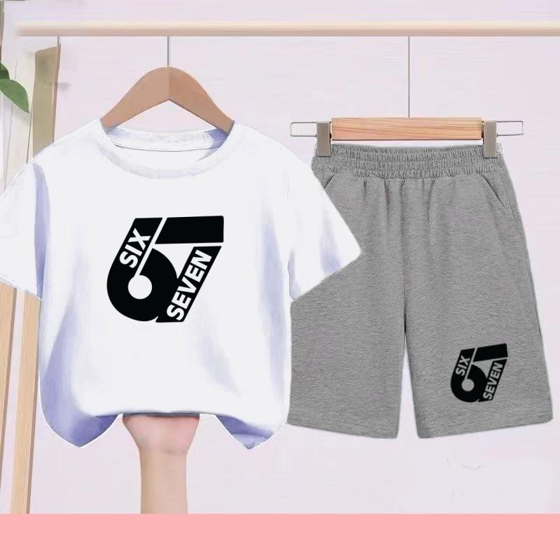 Completo sportivo per bambini: Set di T-shirt casual a maniche corte stampata+pantaloncini adatto per la calda estate