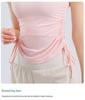 Women's V-Neck Short Sleeve Sports T-Shirt - Solid Color, Breathable, Slimming Fitness Top for Spring/Summer.
