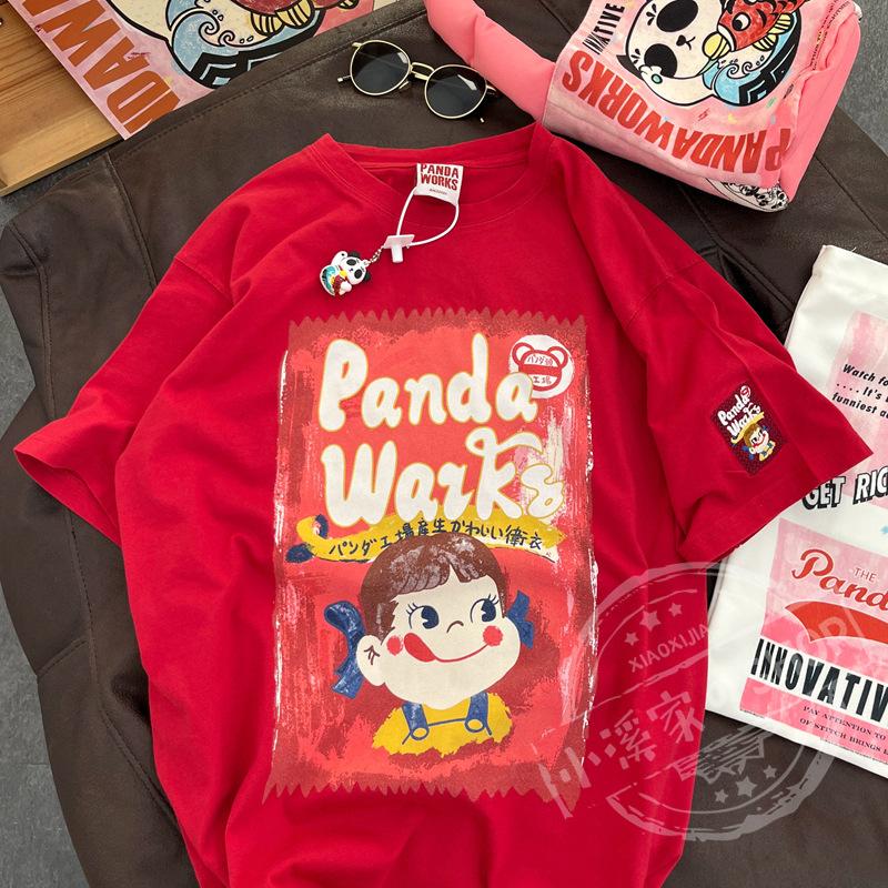 Cartoon Pure Cotton Short-sleeved T-shirt for Women In Summer New Design Half-sleeved T-shirt Loose Student Round Neck Top