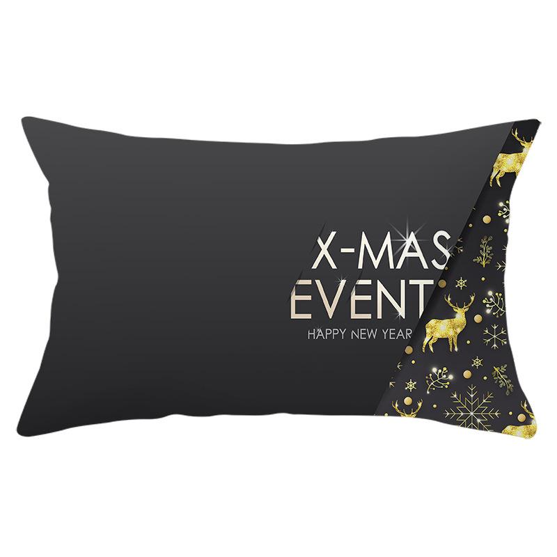 New Black Gold Series Christmas Peach Skin Print Waist Pillow Cover Home Accessories Cushion Cover Sofa Cushion Cover