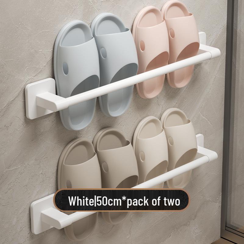 Punch-Free Wall-Mounted Bathroom Slipper Rack and Draining Storage Hanger