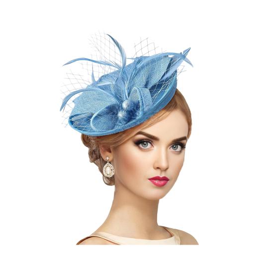 Topper Hat Retro Style Imitation Linen Women Headwear Bows Feathers Mesh Accents Fascinator Hat Hair Accessory