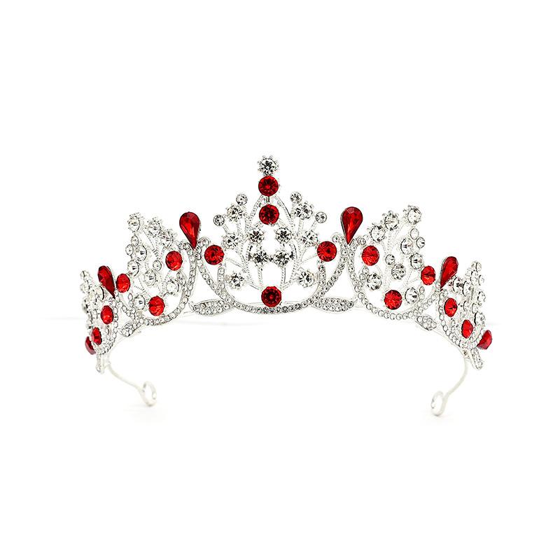 Eine super feenhafte neue Prinzessin Süße Brautkrone Roter Kopfschmuck Kristall Anstoßkleid und Haaraccessoire