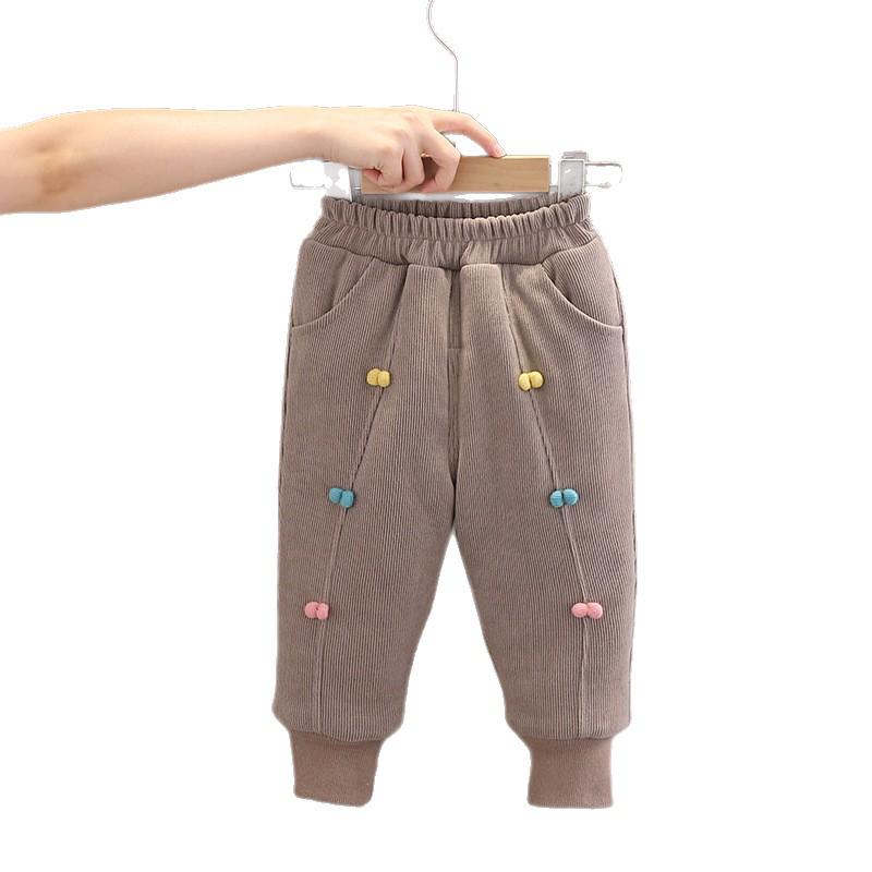 Girls' Winter Cotton Fleece-Lined Pants - Thick, Warm & Stylish Loose Fit