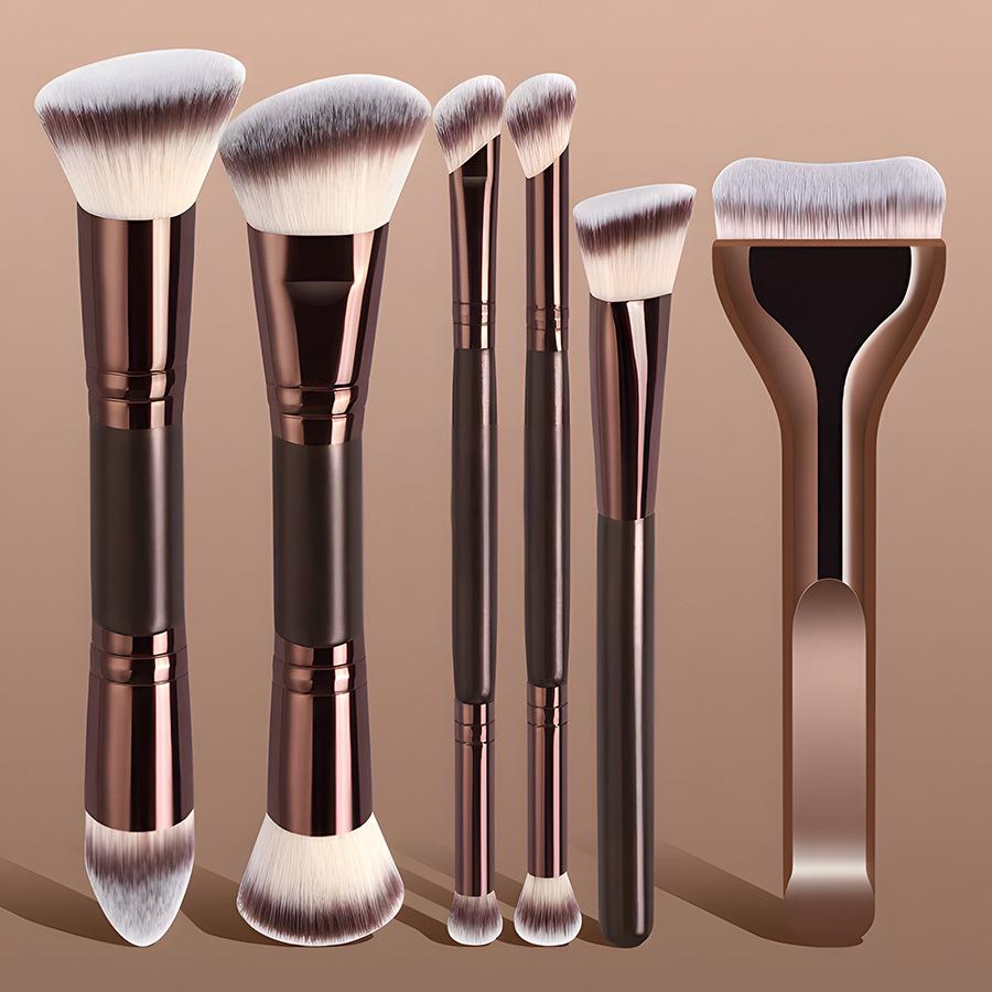 Dual-Ended Makeup Brush Set: Foundation, Blush, Powder Essentials