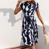 Elegant Personality Abstract Pattern Printed Pleated Dress