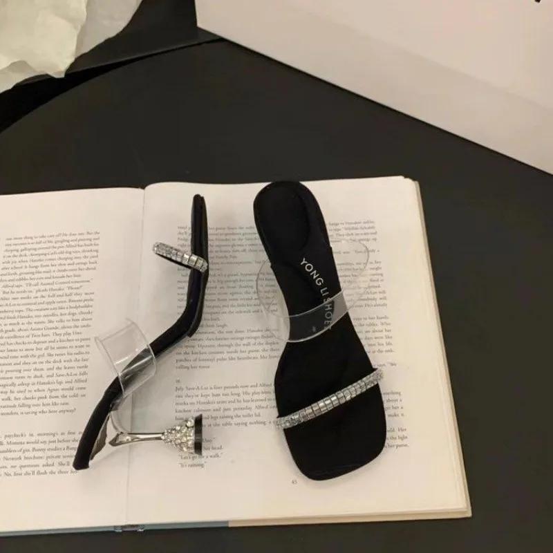 

Женские босоножки Новые блестящие стразы Flat Cross Sparkle Diamond Sandalias Planas Ladies Flats Slides Shoes Летняя обувь 35