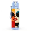 1PC Fashion Lady Sunglasses Split Print 750ml Color Plastic Sports Water Bottle Leakproof Flip Straw Lid Suitable for Sports Office Home Use