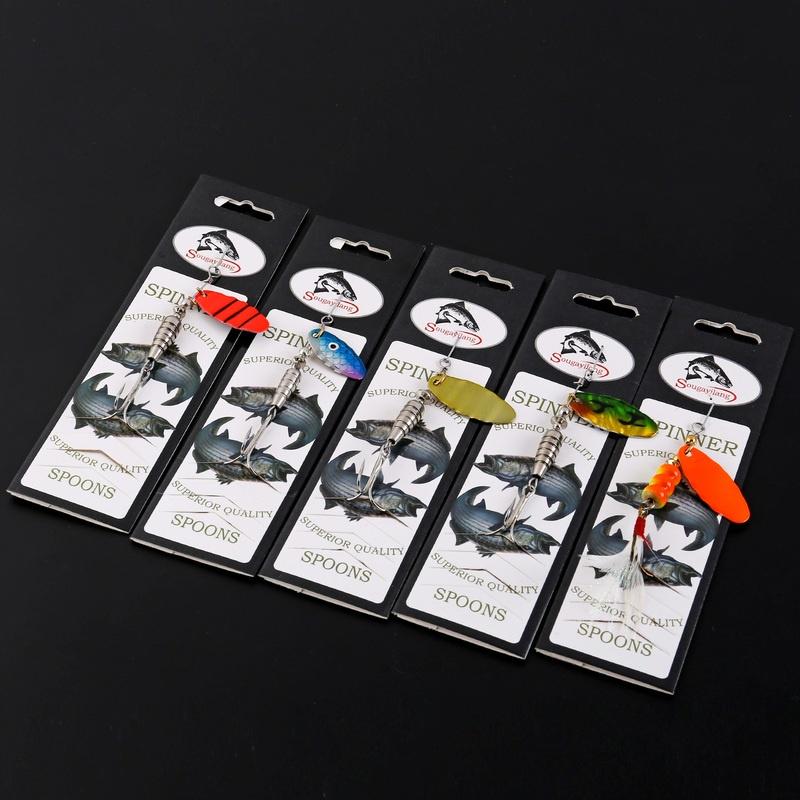 Lžíce Rybářské návnady Kovové návnady s háčky na pstruhy Walleyes Bass Spinner Baits