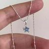 Shiny Blue Crystal Star Pendant Necklace for Women Girls Aesthetic Y2K Emo Zircon Charm Sweet Jewely Accessory Gift