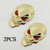 2x 3D Big Black Metal Skull Skeleton Evil Bone Car Emblem Badge Decal Sticker