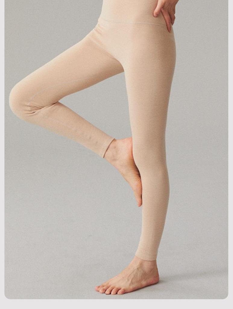 Women's High Waist Fleece-Lined Stretchy Warm Leggings - Acrylic Antibacterial, Slim Fit, Thickened for Autumn