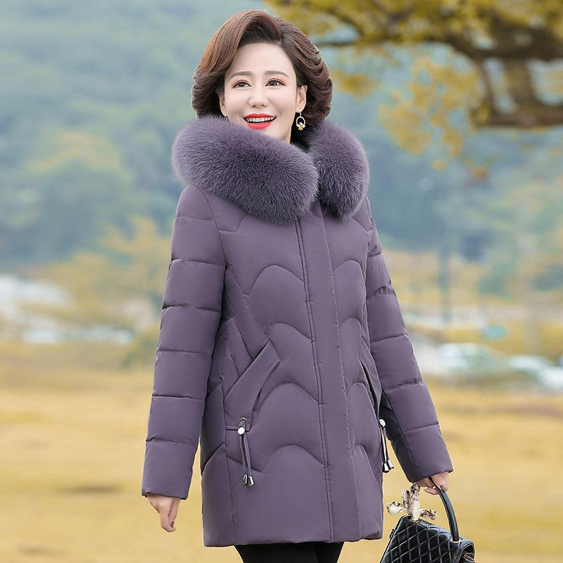 

Хлопковая женская куртка 2025 размера плюс, свободного кроя, с темпераментной средней длиной, стеганая куртка, зимняя хлопковая куртка 5XL фиолетовый