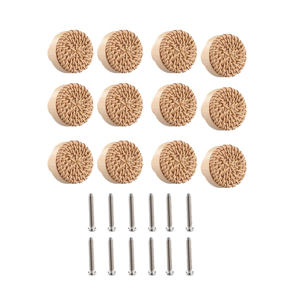 Pack of 12 Wood Drawer Pulls Wood Knobs Decorative Furniture Handles Furniture Hardware Set Simple Install for House