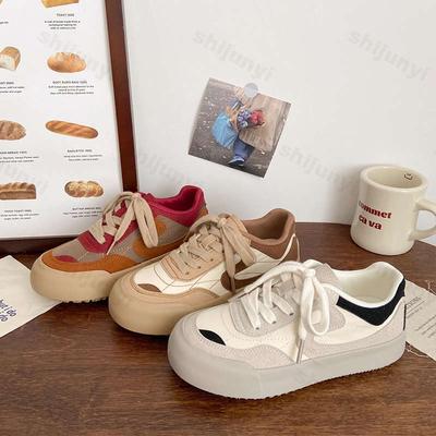 Fashion Women Platform Sneakers 2025 Autumn New Round Toe Fashion Lace Up Casual Flats Lightweight Comfortable Vintage Vulcanized Shoes