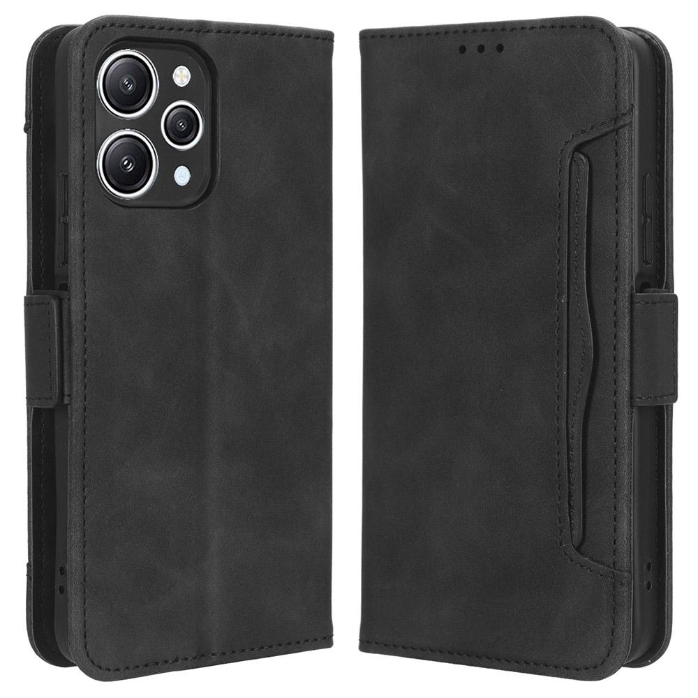 

Для Xiaomi Redmi 12 4G/12 5G (Глобальный)/Note 12R 5G/Poco M6 Pro 5G Чехол-кошелек из ПУ кожи с несколькими отделениями для карт и откидной подставкой Black