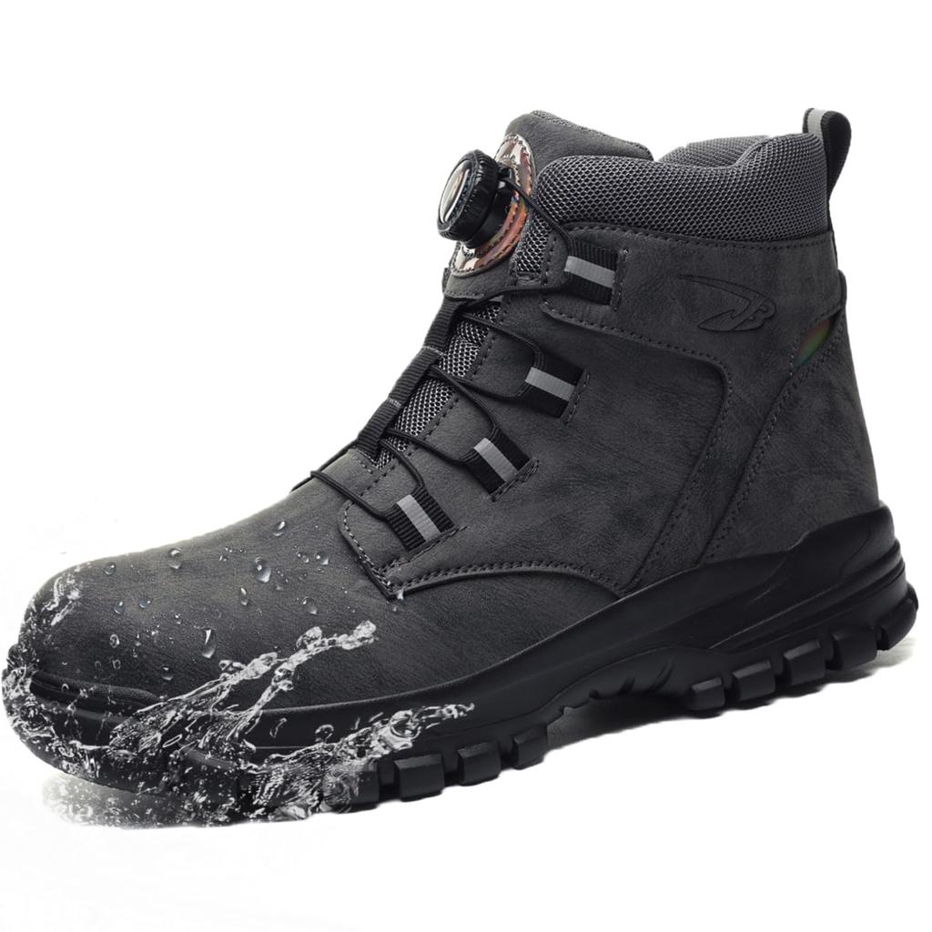 Aoop Safety Work Steel Toe Stylish Work Men's Shoes, Dial-Type Boots, Waterproof, Puncture-Resistant, Lightweight, Non-Slip, Breathable, Cap,