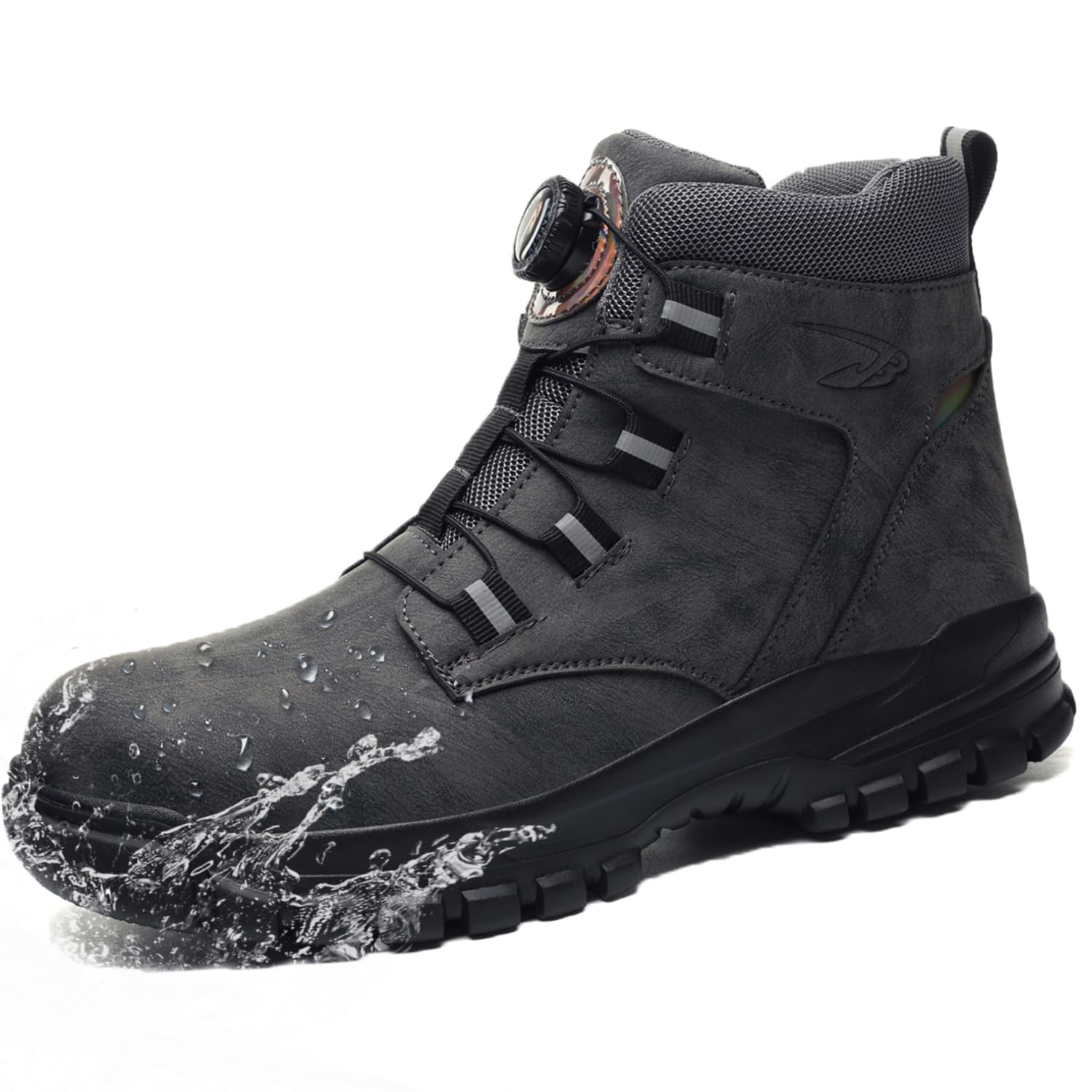 

Aoop Safety Work Steel Toe Stylish Work Men s Shoes, Dial-Type Boots, Waterproof, Puncture-Resistant, Lightweight, Non-Slip, Breathable, Cap, серый