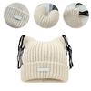 Cats Ear Knitted Hat Tassels Letter Decration Hat Foldable Fuzzy Winter Hat for Youthful Stylish Look