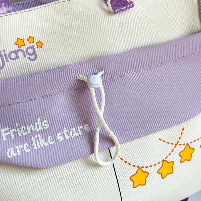 Contrast Large Capacity Tote Bag Student Crossbody Bag Girls Star Print Shoulder Bag