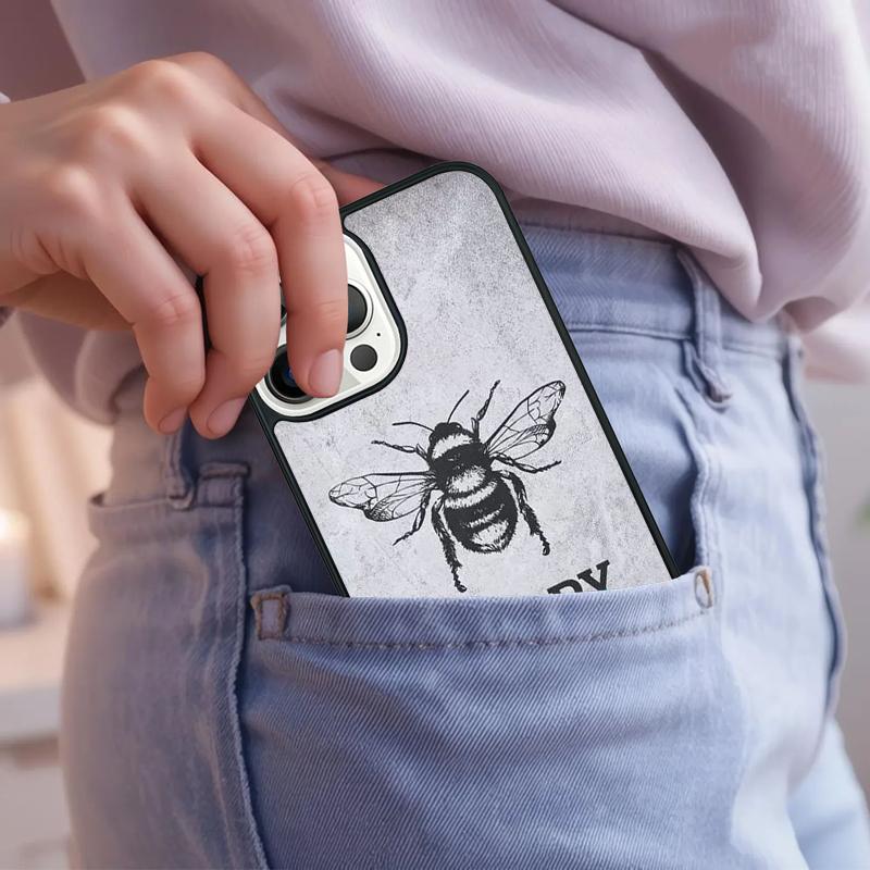 Bee-Happy Phone Case For iPhone 17 Air 15 16e 14 13 Pro Max Coque 12 11 Pro Max PLUS cover