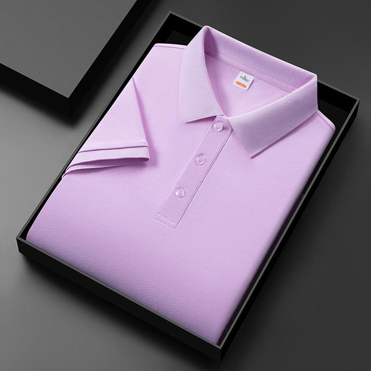Men's 2025 Summer Ice Silk Polo Shirt – High-End, Multi-Color, Cool Feel, Solid Short Sleeve Design