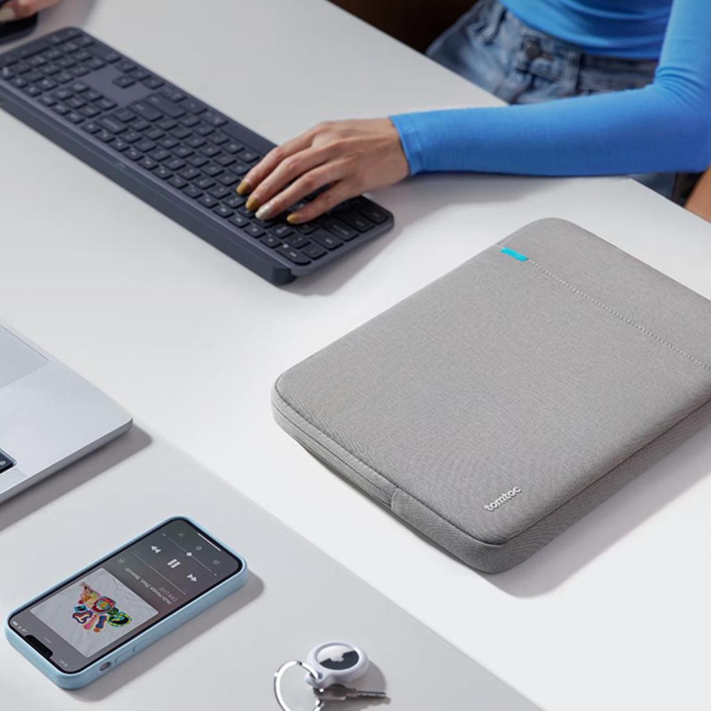 Tomtoc Laptop Sleeve, 13-Inch, Thin And Simple Design, Light Gray