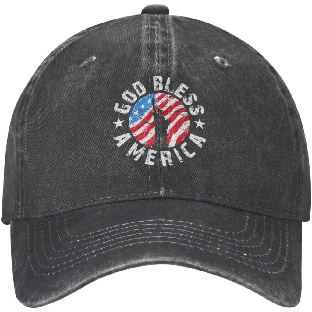 God Bless America Patriotic Baseball Cap Washed Cotton Distressed Outdoor Adjustable Hat
