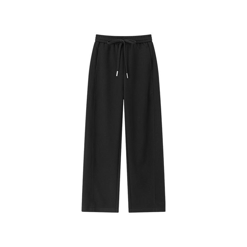 

XUDAFA Women s Winter Micro-elastic Cashmere Wide-Leg Pants with Elastic Waist - Slimming Straight-Leg Drape Long Pants M чорний