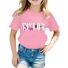 Summer Round Neck 3D Guitar Printed Top Fashionable Casual Short Sleeved Children's Girl T-shirts