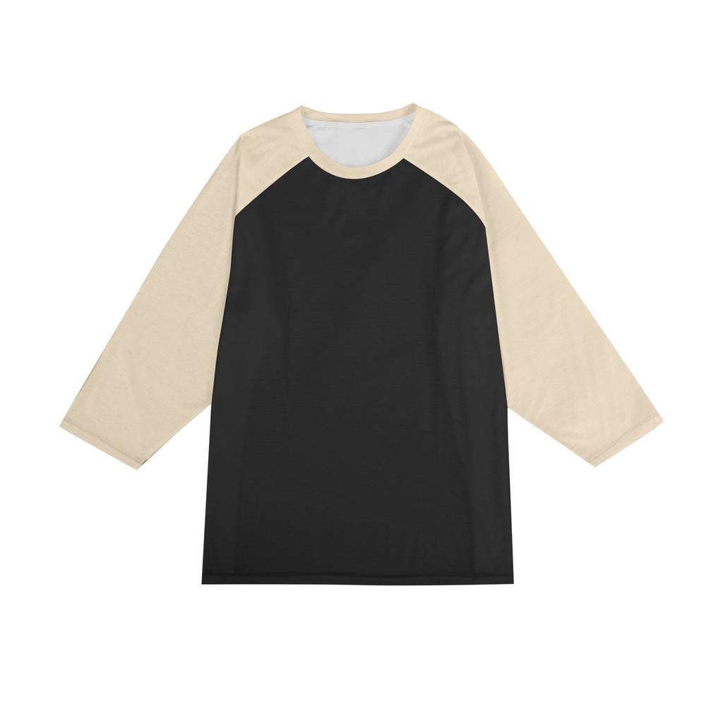 Men's Round Neck Contrast Color Raglan Three-quarter Sleeve Top T-shirt